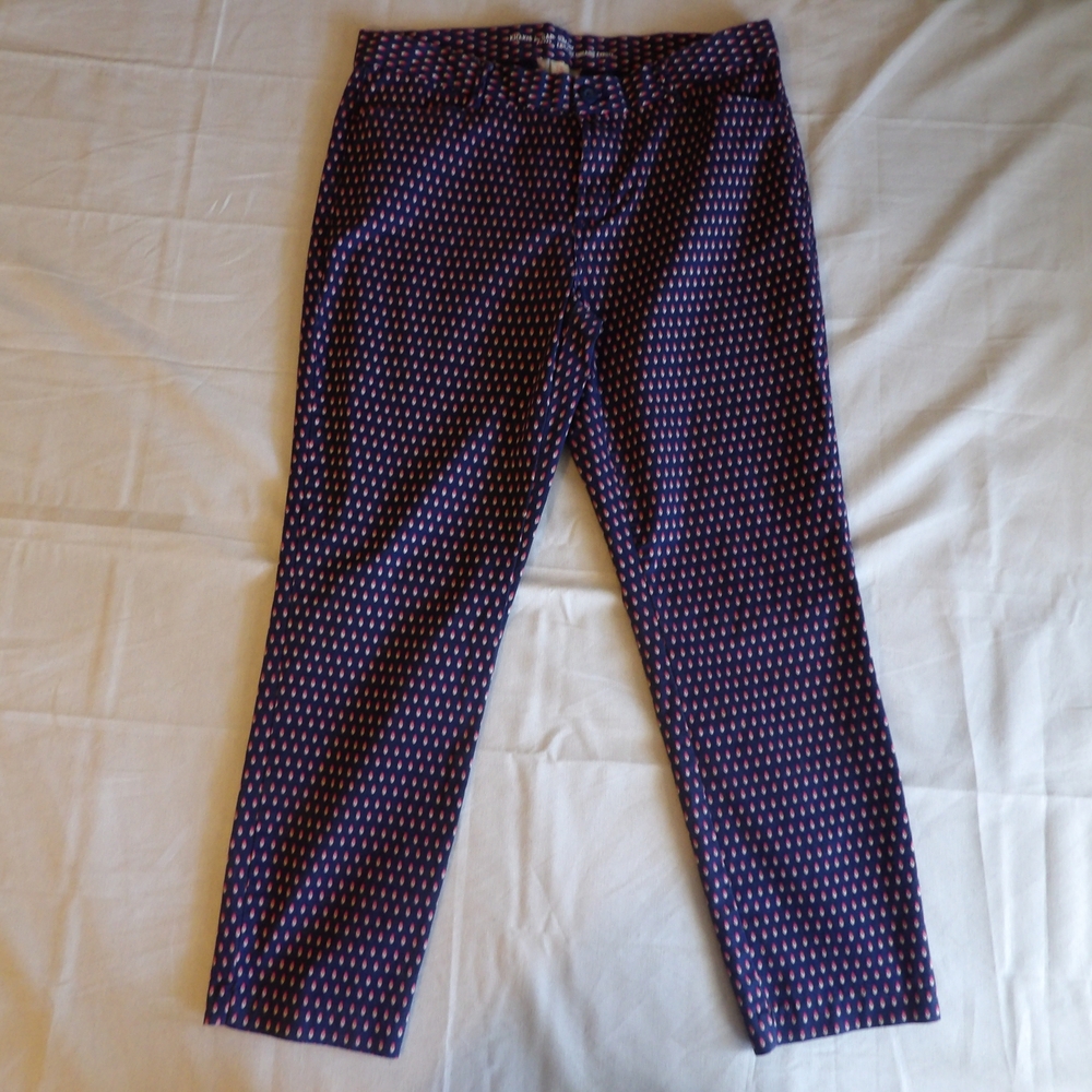 GAP Women's Cropped Pants in Navy and Pink Pattern Size 10 NWOT